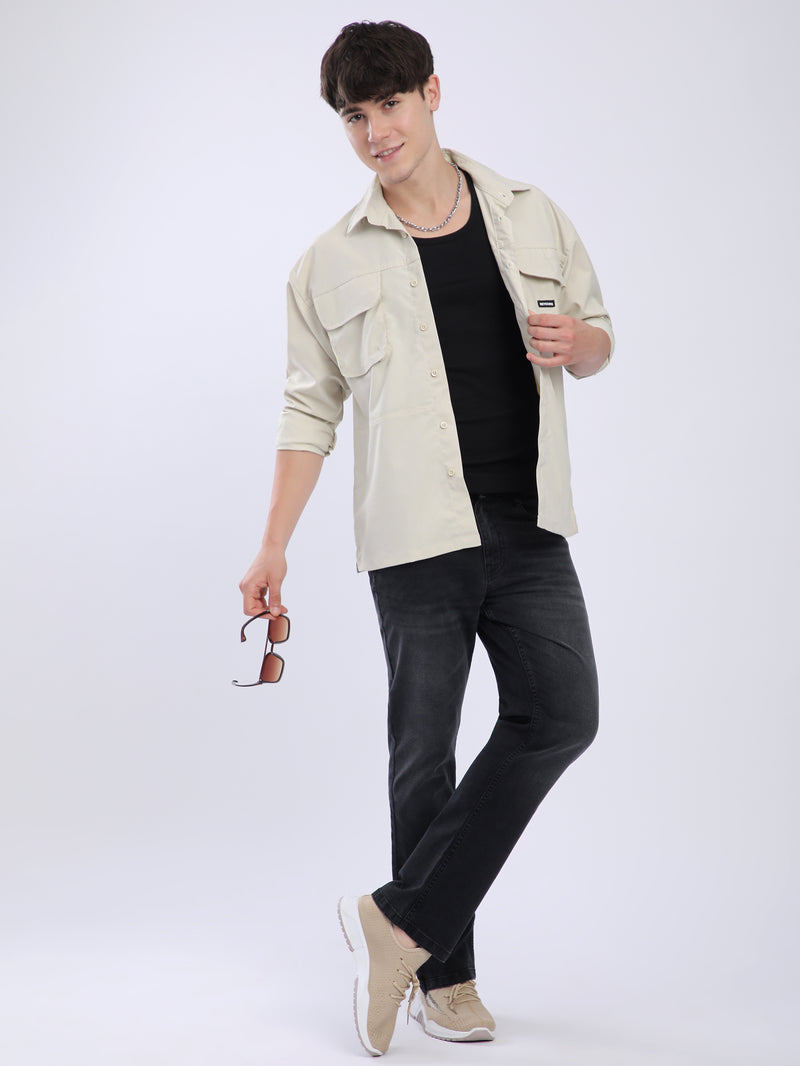 Baggy Pocketed Shirt - Cream