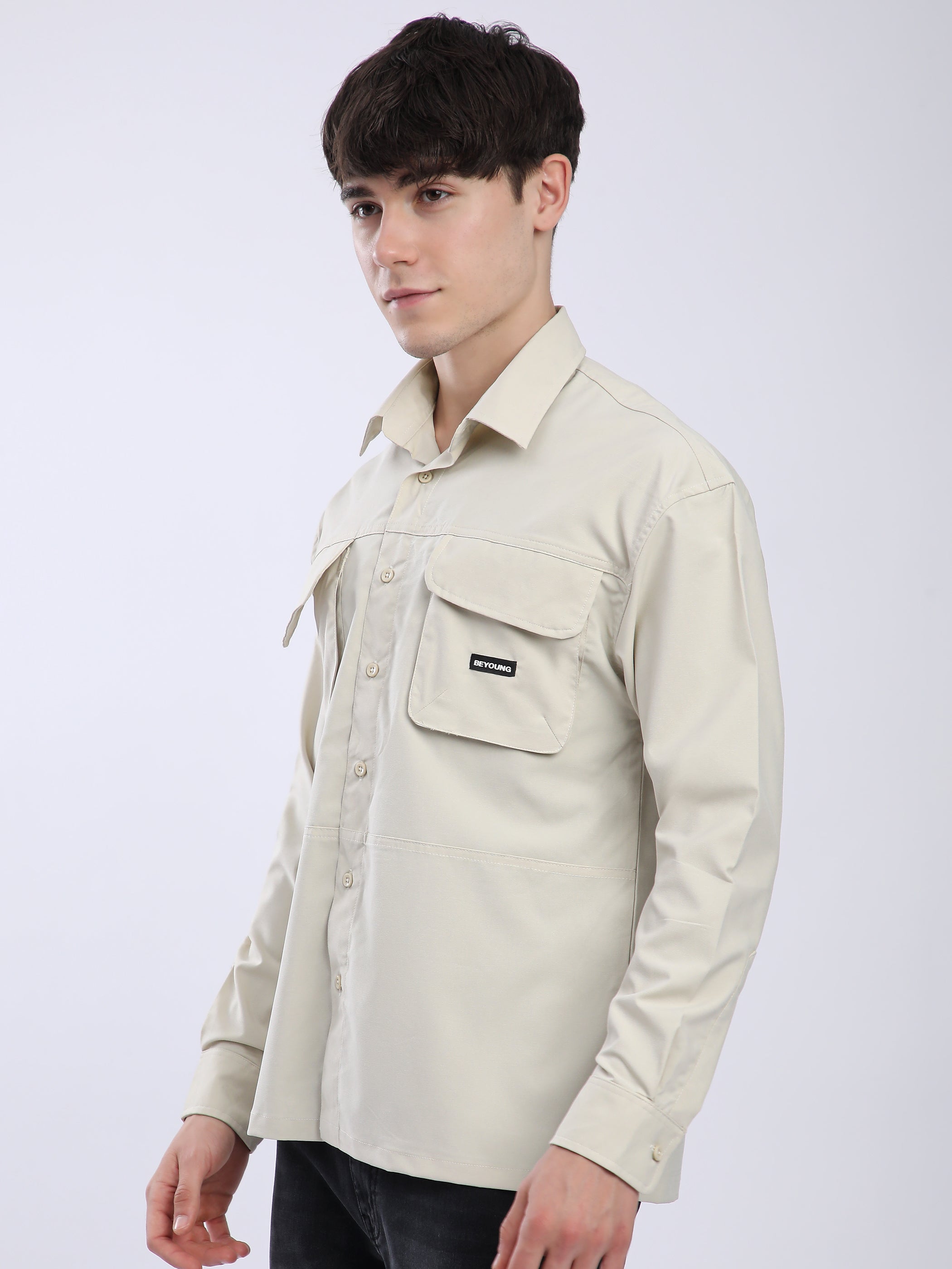 Baggy Pocketed Shirt - Cream