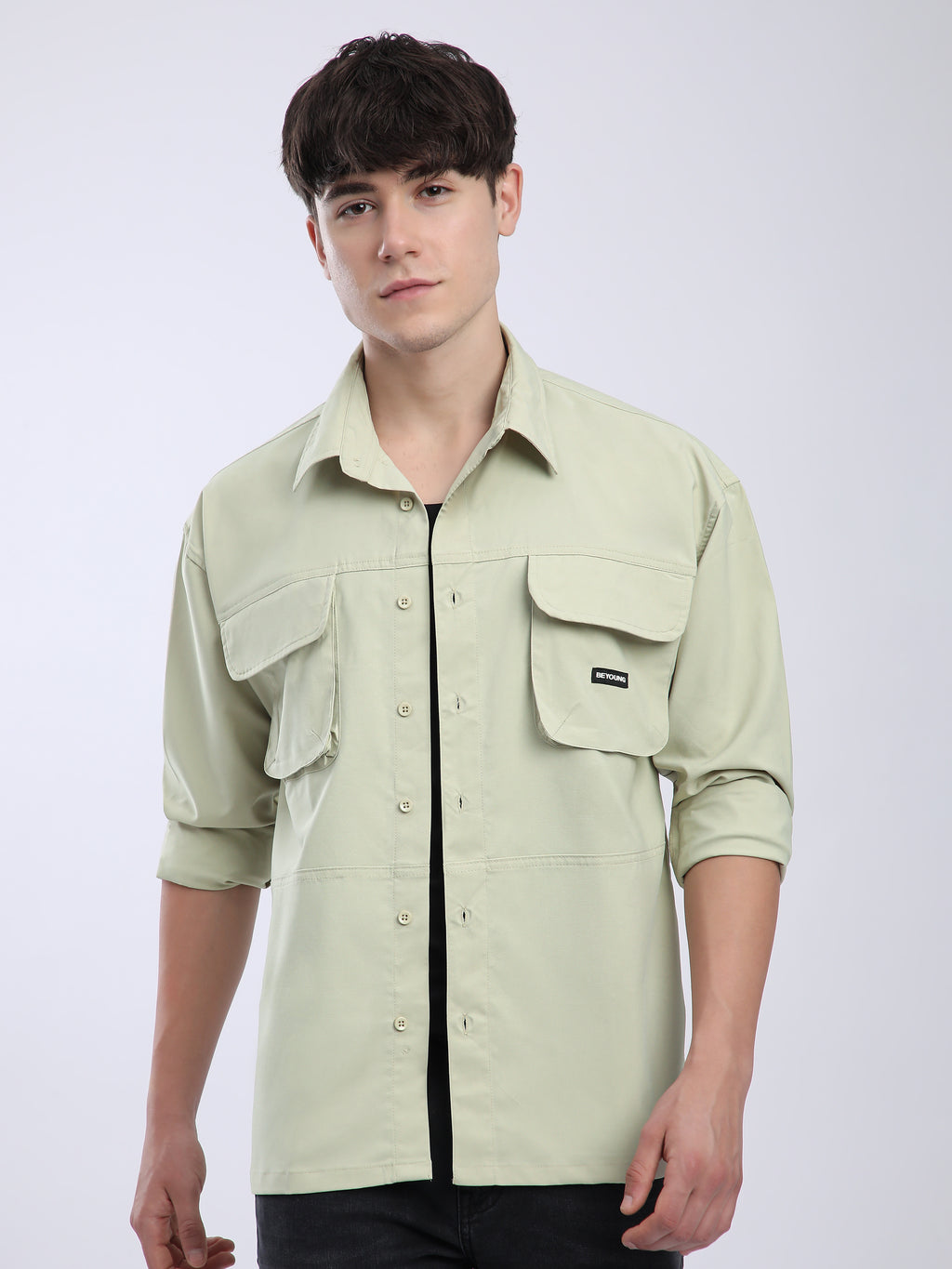 Baggy Pocketed Shirt - Pale Green