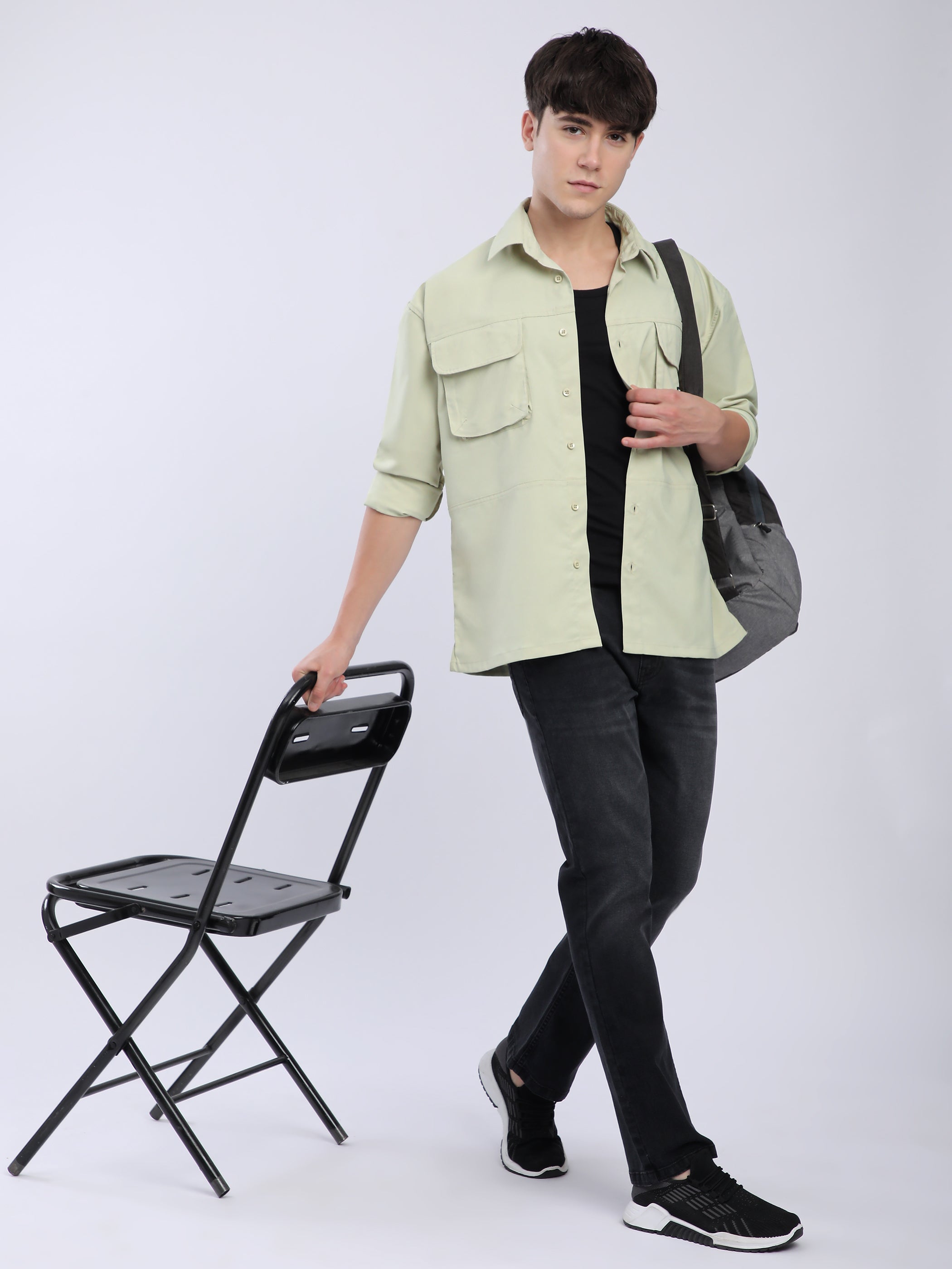 Baggy Pocketed Shirt - Pale Green