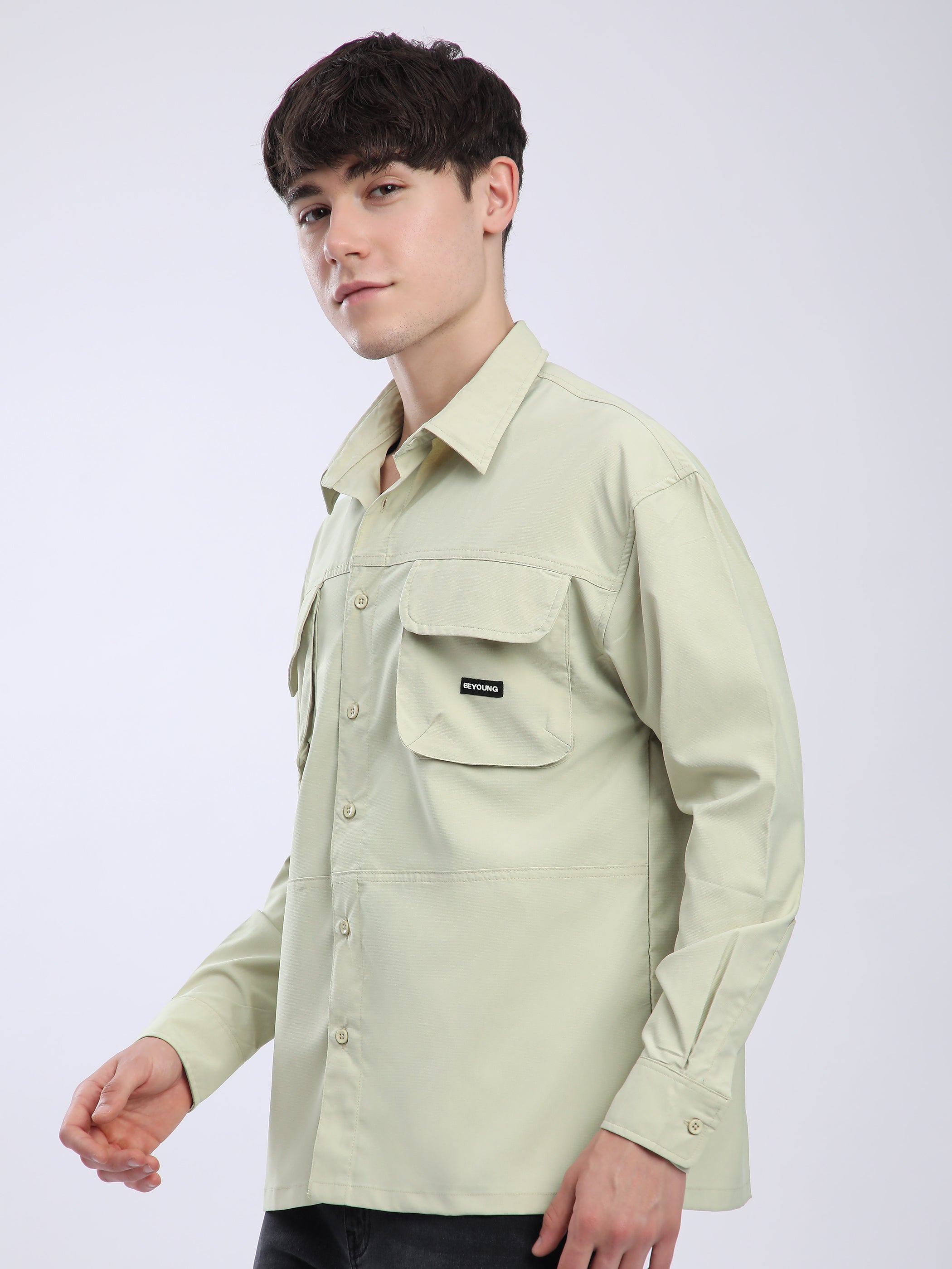 Baggy Pocketed Shirt - Pale Green