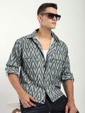 Chevron Printed Shacket - Navy