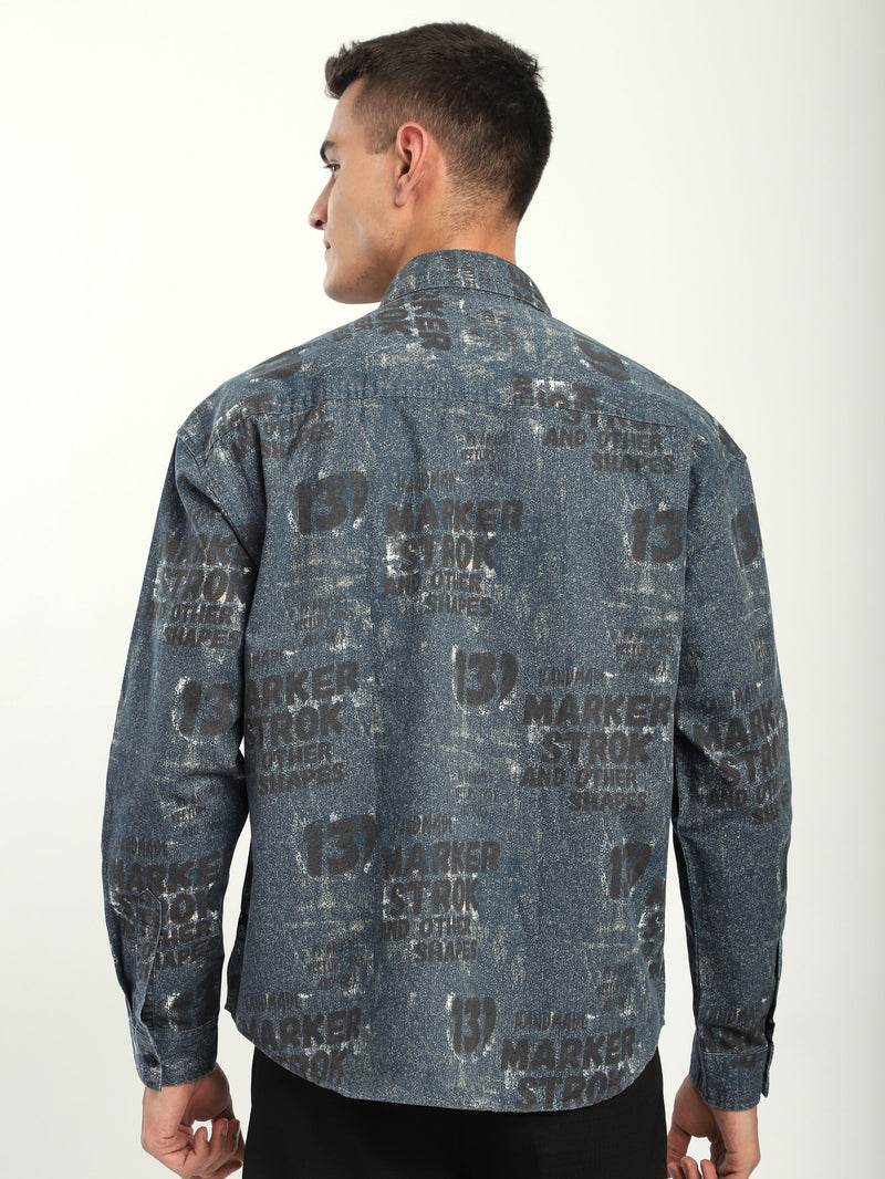 Abstract Printed Shacket - Brown And Blue