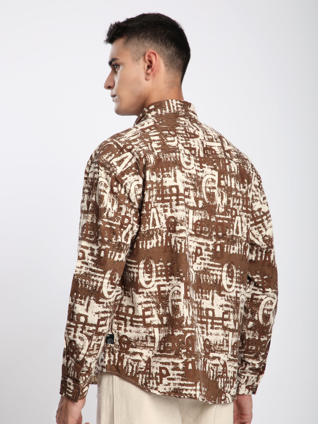 Crush Print Shacket - Brown