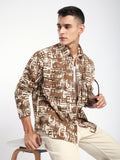 Crush Print Shacket - Brown