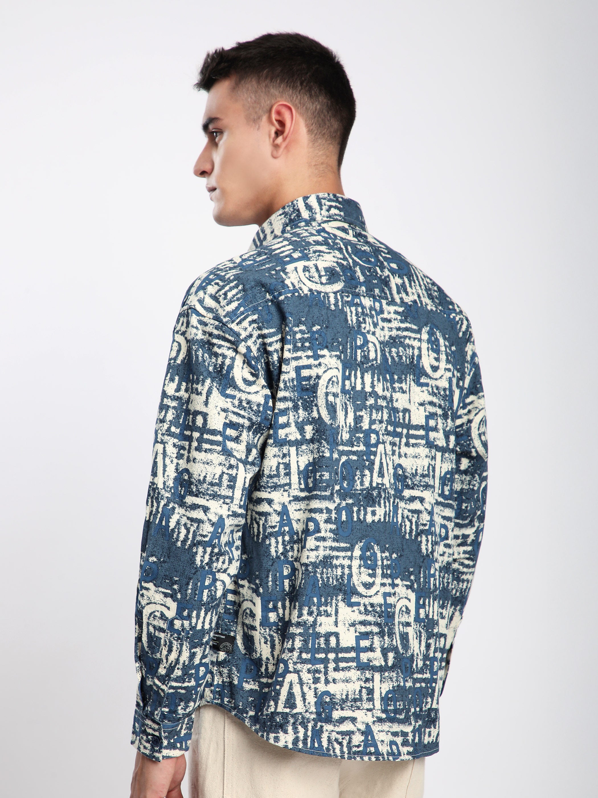 Crush Print Shacket - Savoy Blue