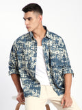 Crush Print Shacket - Savoy Blue