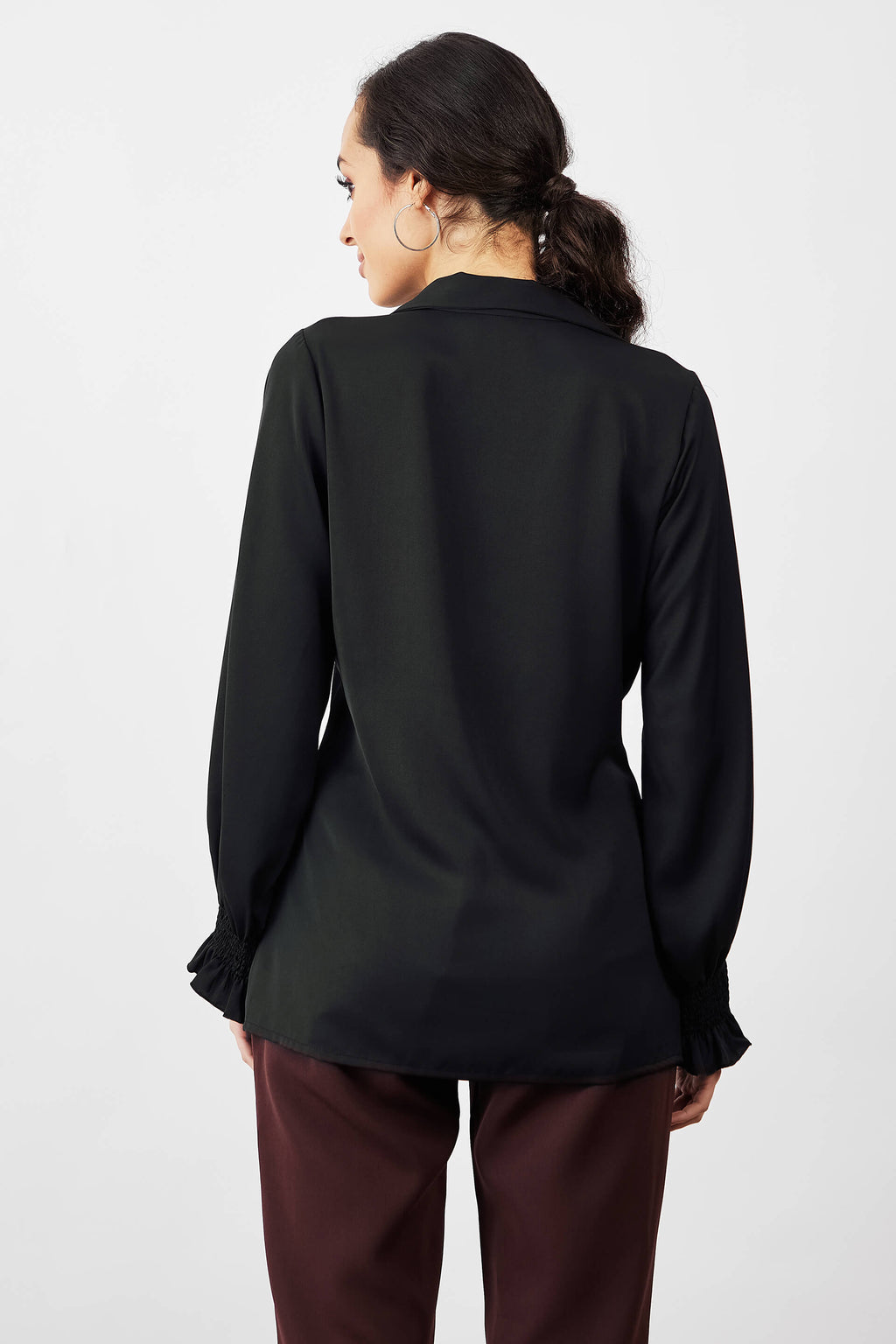 Starlight Collared Neckline Top - Black