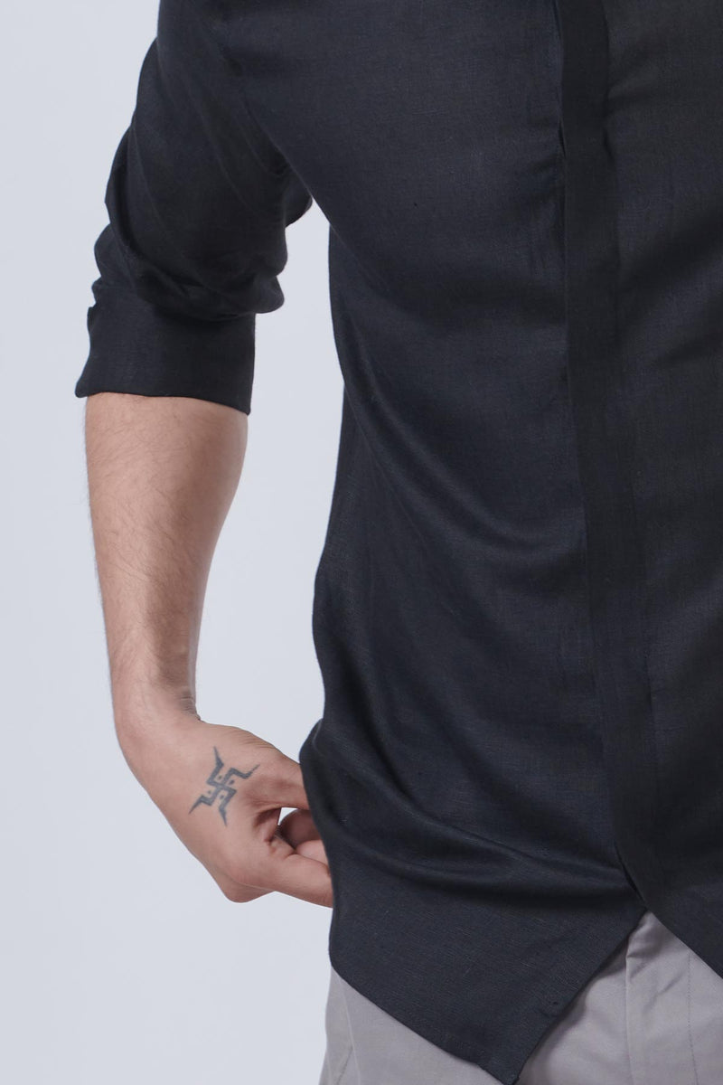 Black Night 100% Pure Linen Shirt - Regular fit
