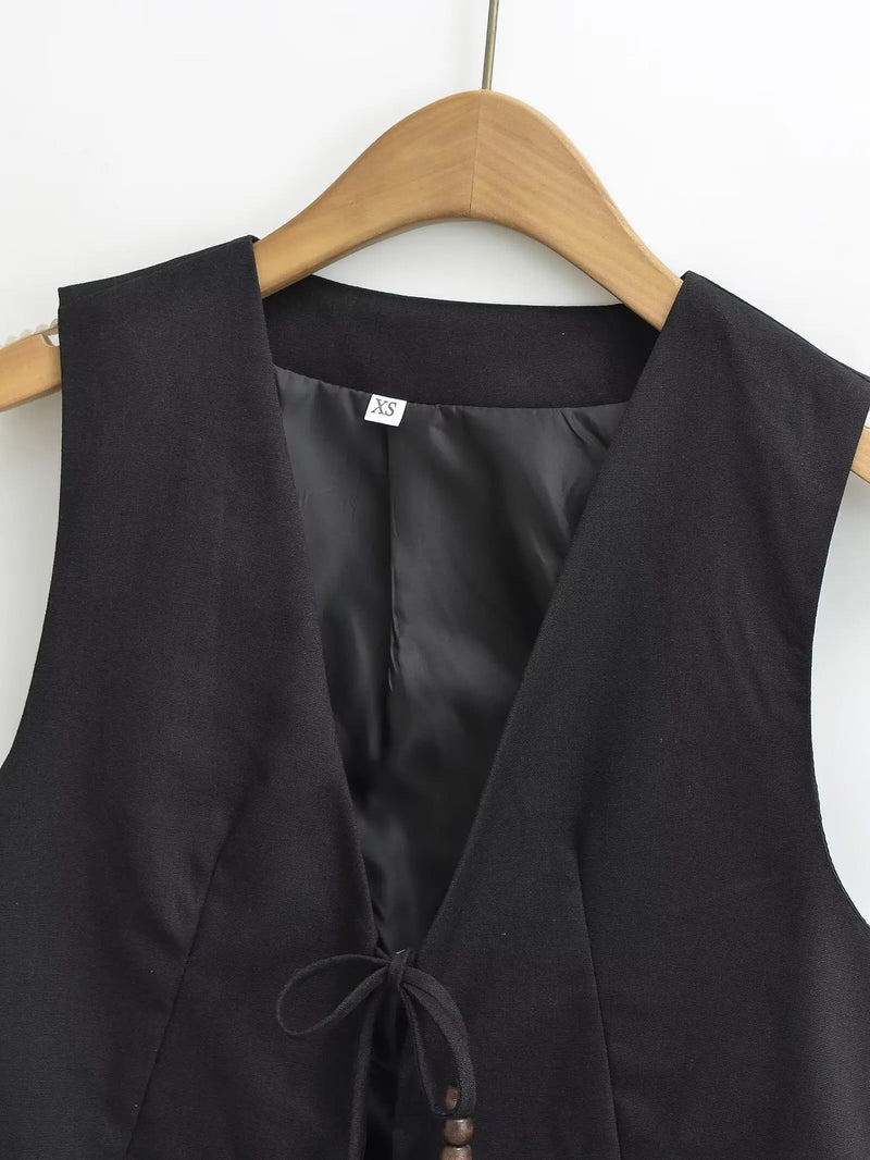 Hansel Knot Up Summer Tops - Black