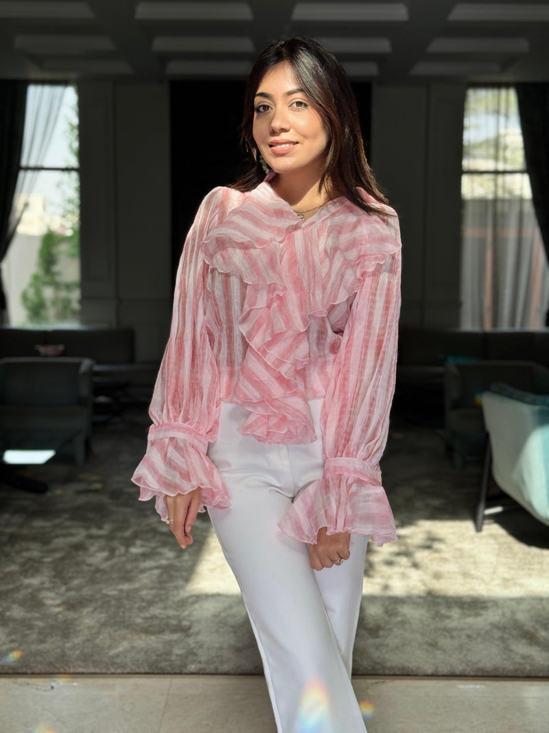 Freida Ruffled Blouse - Pink