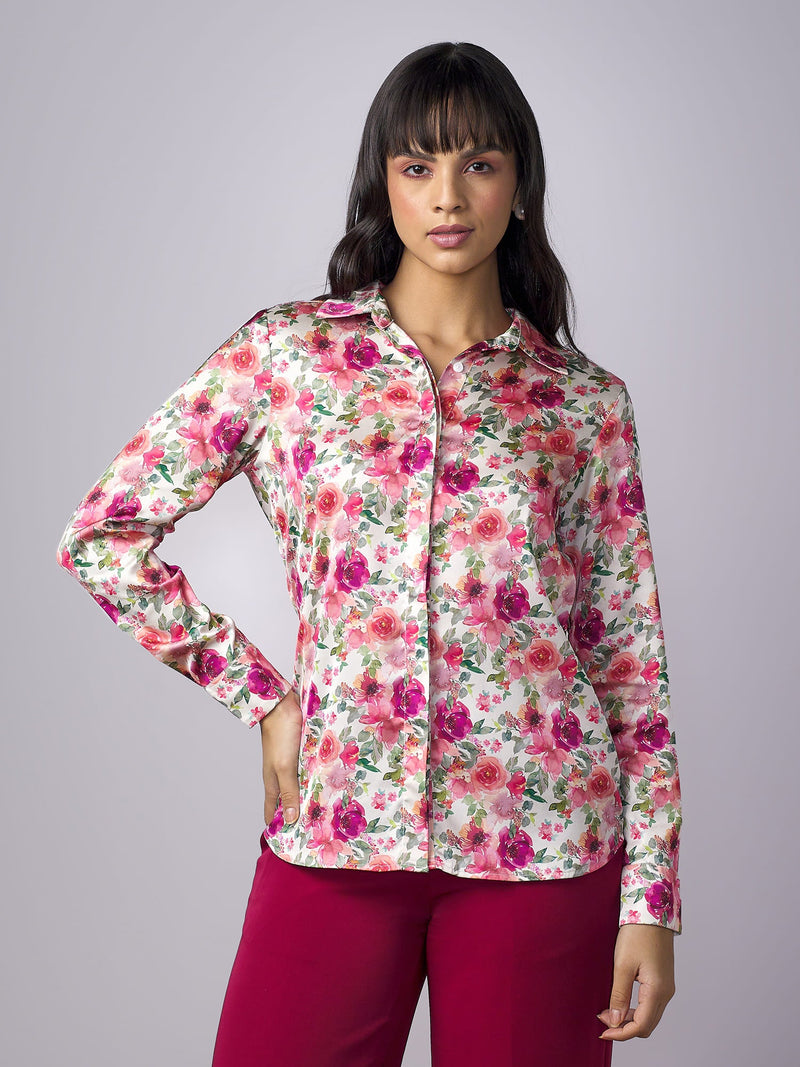 Clarissa Floral Concealed Placket Shirt - Multicolor