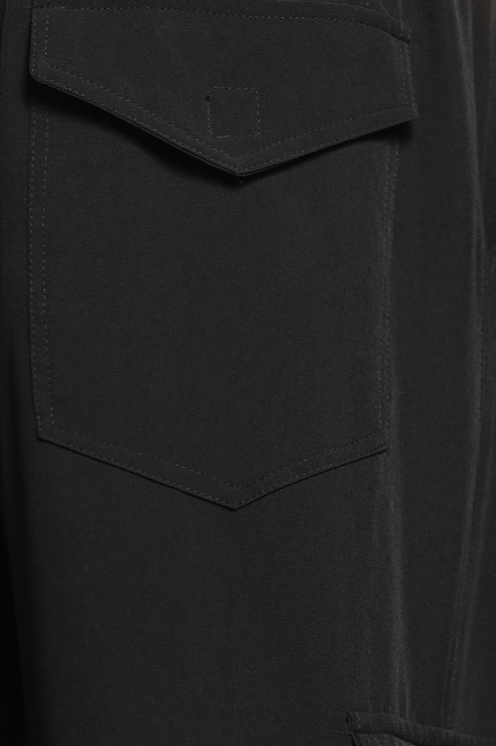 Black Baggy Fit Parachute Cargo Trousers