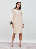 Cookie Tie-up Cuff Dress - Cream