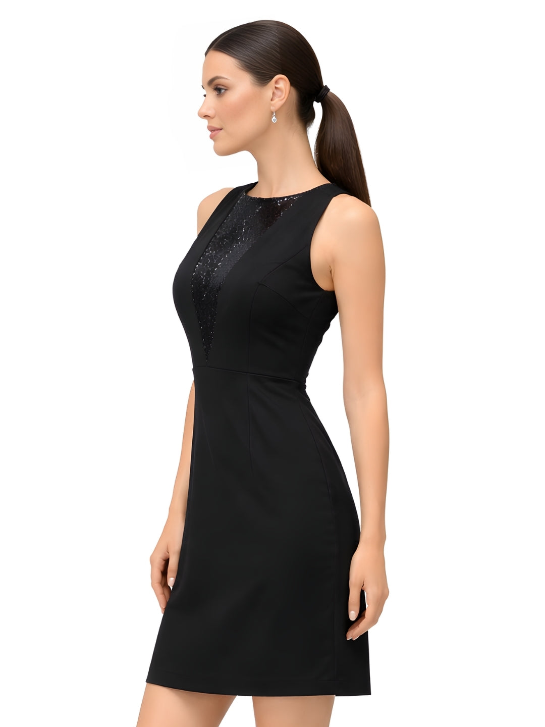 Black Embellished Sleeveless Short Dress