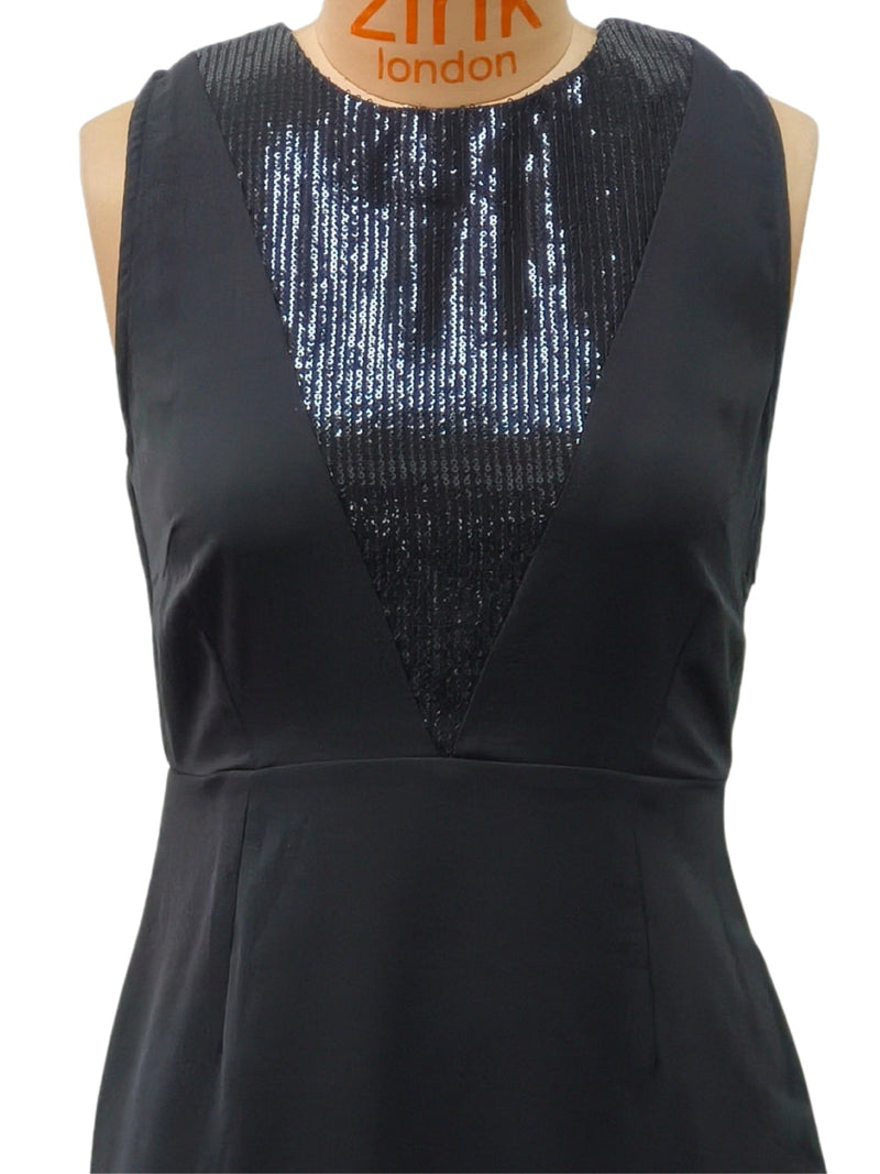 Black Embellished Sleeveless Short Dress