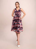 Multi Printed V-Neck Sleeveless Midi