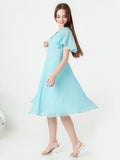 Blue Self Design Regular Midi Dress