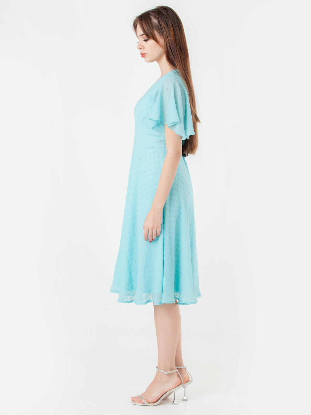 Blue Self Design Regular Midi Dress