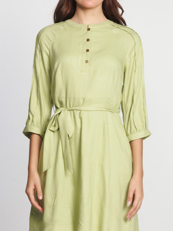 Green Solid Above Knee Dress