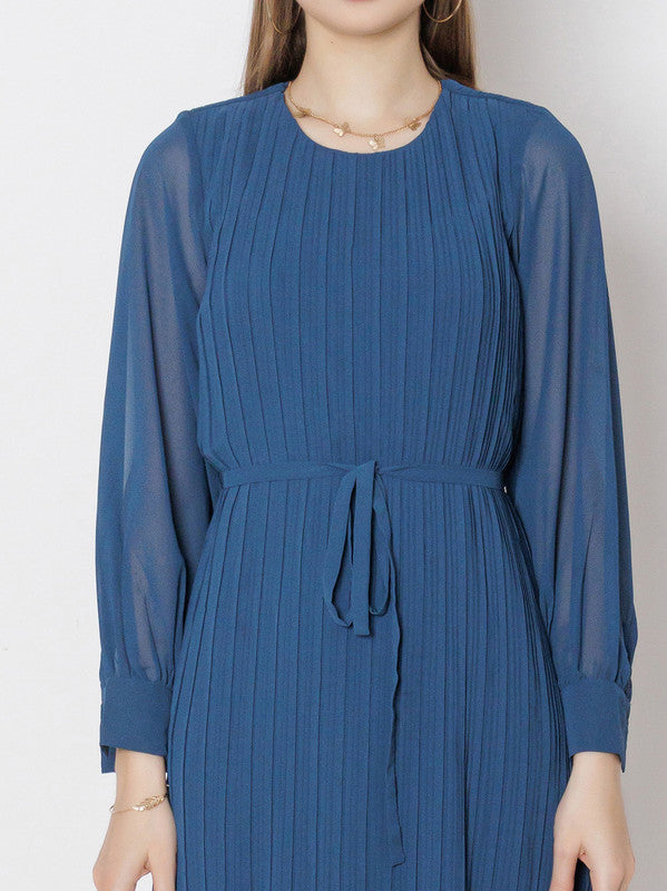 Navy Solid A-Line Mini Dress