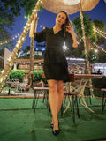 Black Solid Layered Short Dress