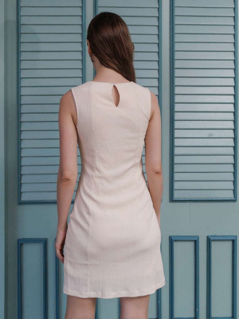 Off White Textured Bodycon Mini Dress
