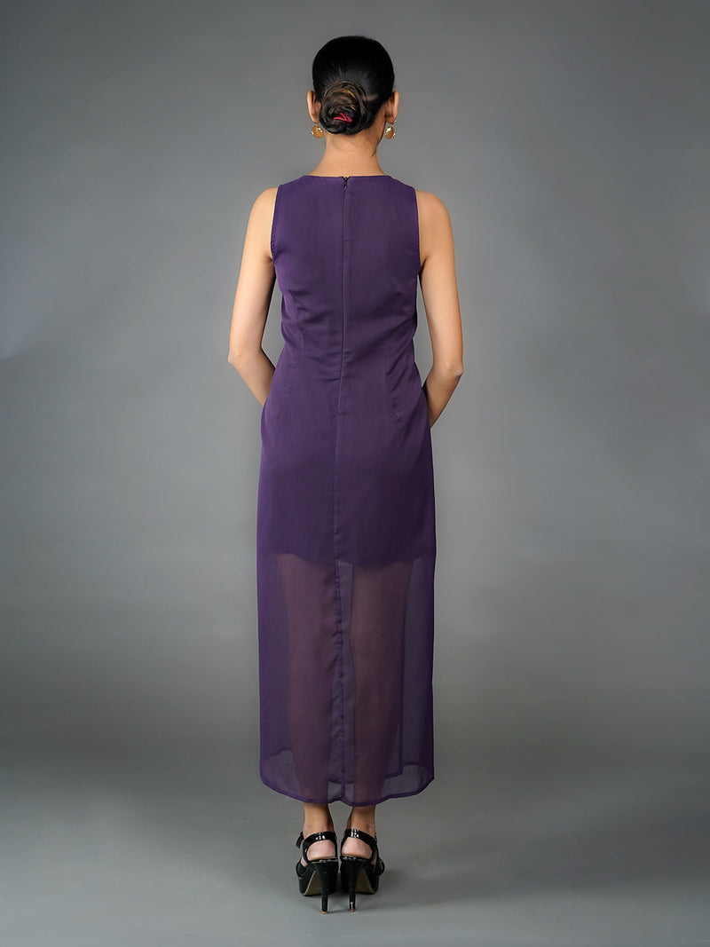 Purple Solid Bodycon Maxi Dress