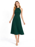 Green Plain Sleeveless Maxi Dress