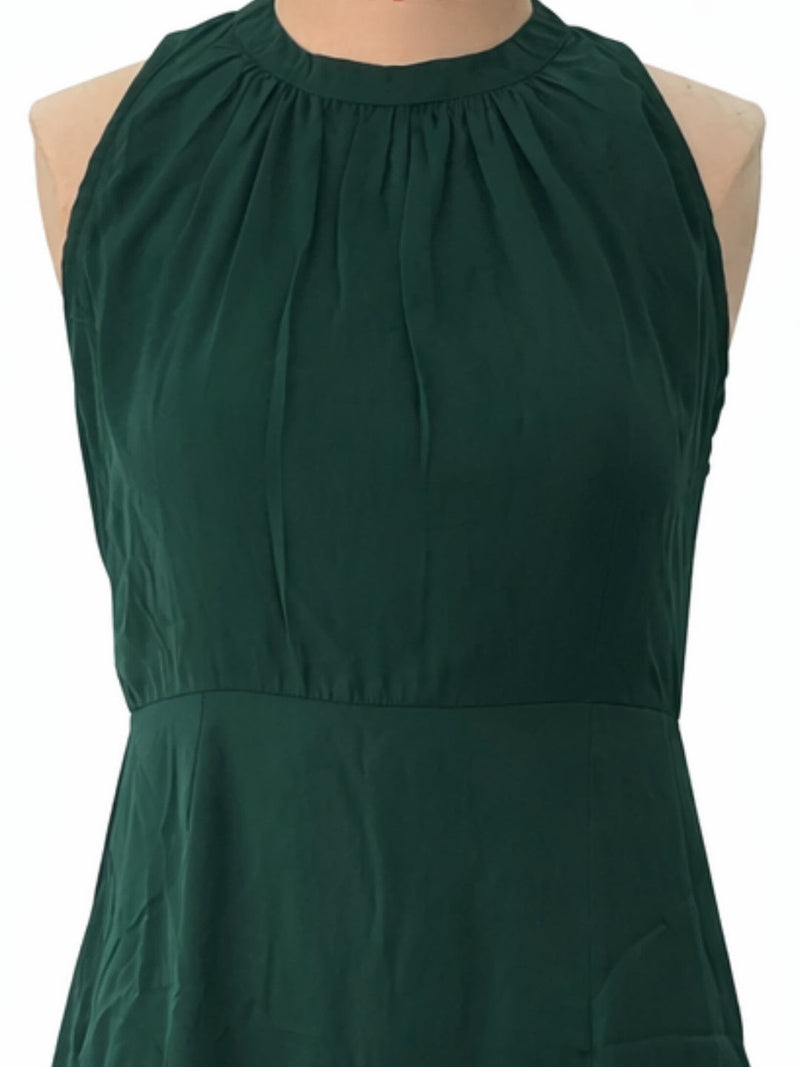 Green Plain Sleeveless Maxi Dress