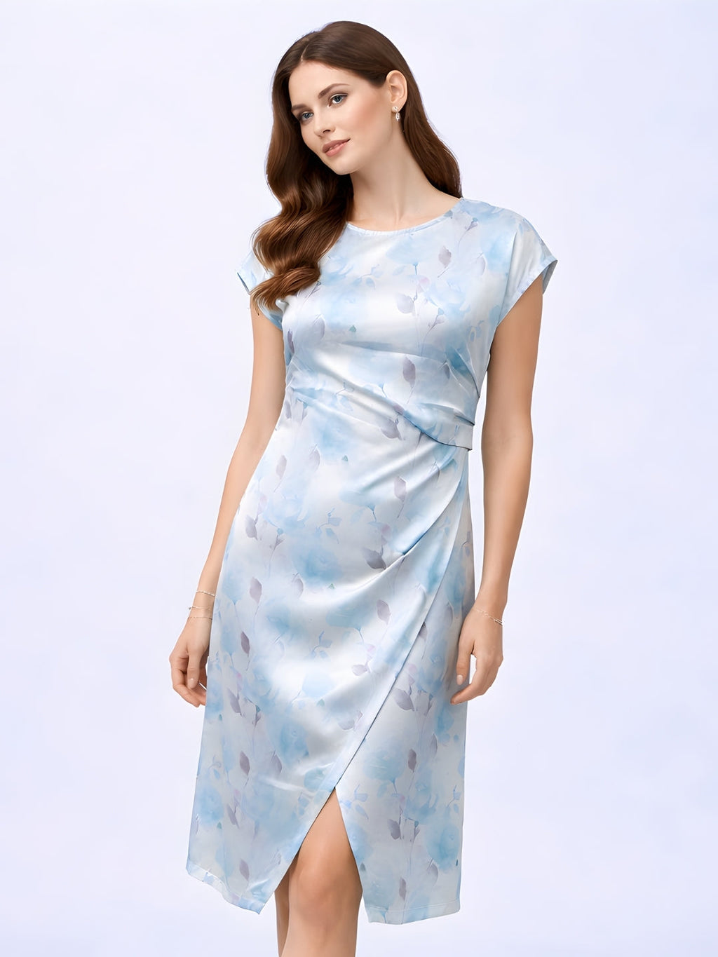 Multi Floral Short Midi Dress