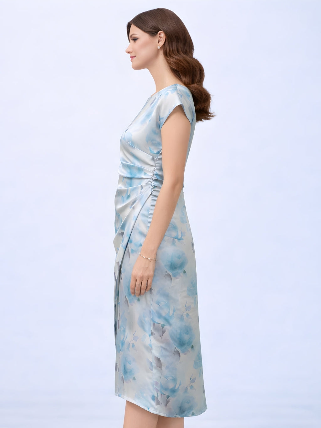 Multi Floral Short Midi Dress