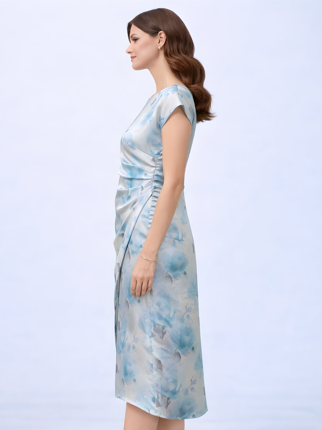 Multi Floral Short Midi Dress