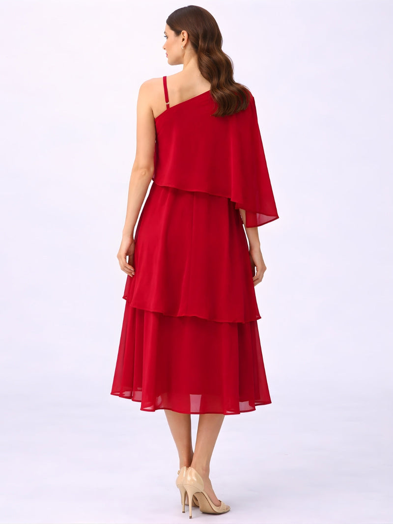 Red Plain Sleeveless Midi Dress
