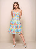 Multi Floral V-Neck Long Sleeves Short Dress