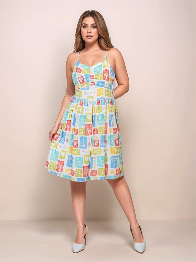 Multi Floral V-Neck Long Sleeves Short Dress