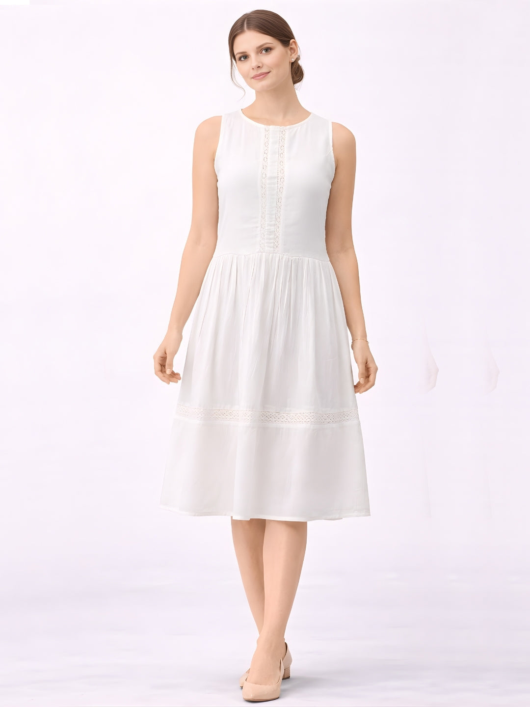 OFFWHITE Plain Sleeveless Midi Dress