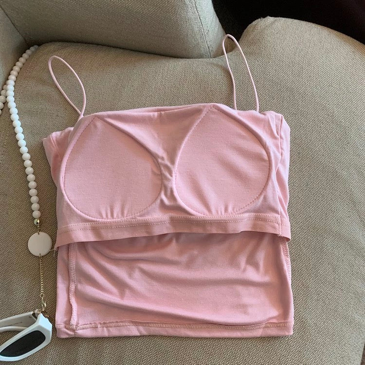 Zouzou Tank Tops with Inbuilt Bra - Pink