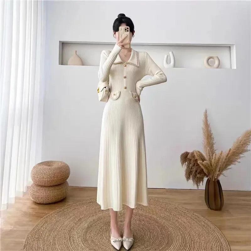 Huller Woolen Bodycon Dress - White