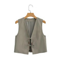 Hansel Knot Up Summer Tops - Pale Olive