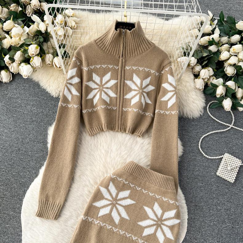 Tebby Knitted Woolen Coord Set - Brown