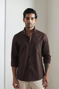Dark Brown Cotton Linen Shirt - Regular fit