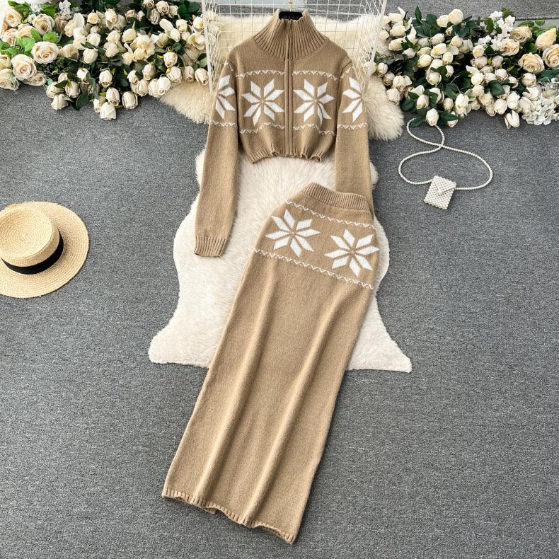 Tebby Knitted Woolen Coord Set - Brown