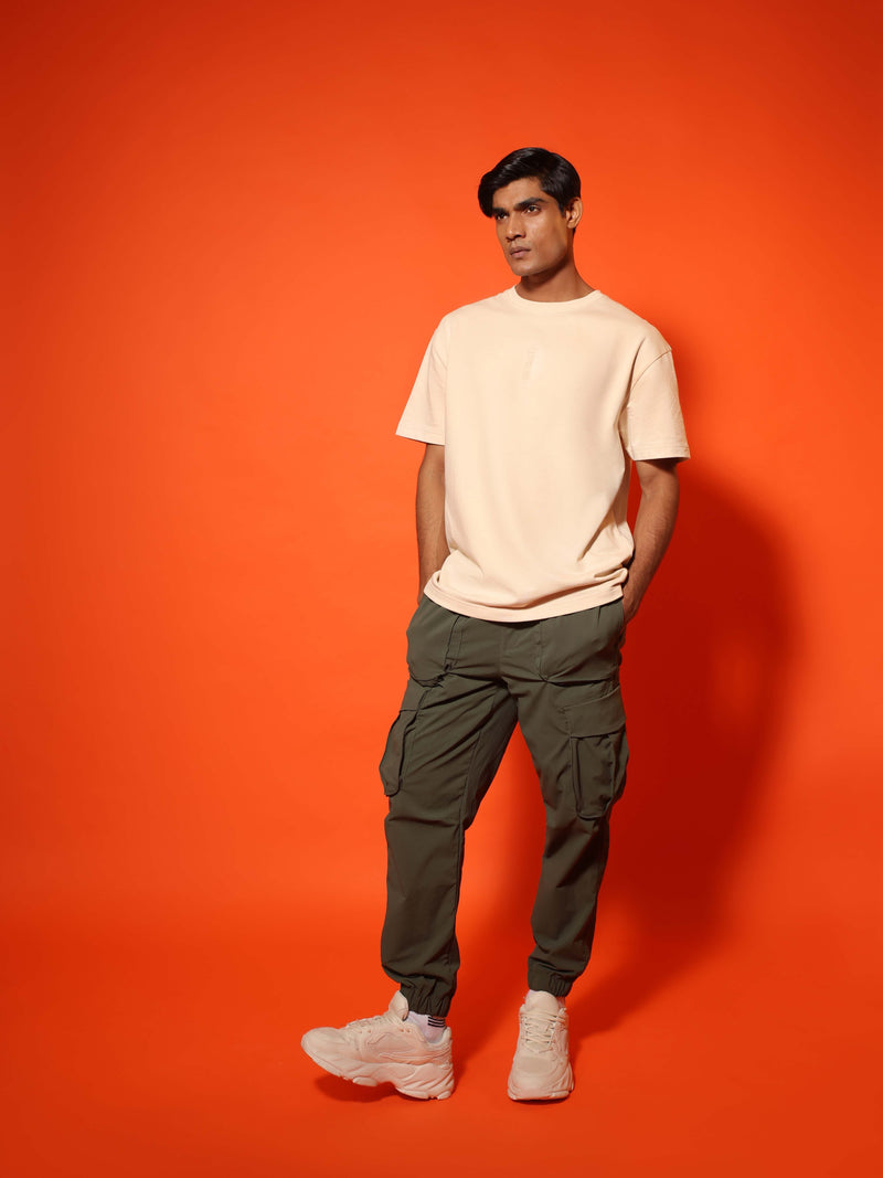 Oversized Round Neck T-Shirt in Cream