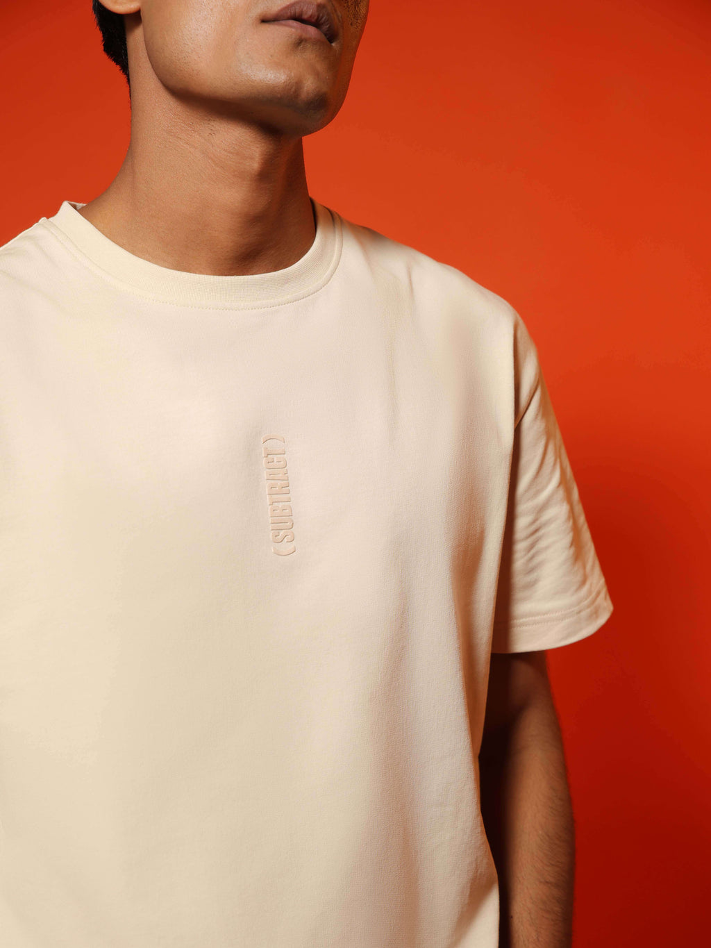 Oversized Round Neck T-Shirt in Cream
