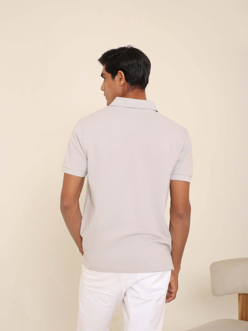 Organic Cotton Polo in Light Grey