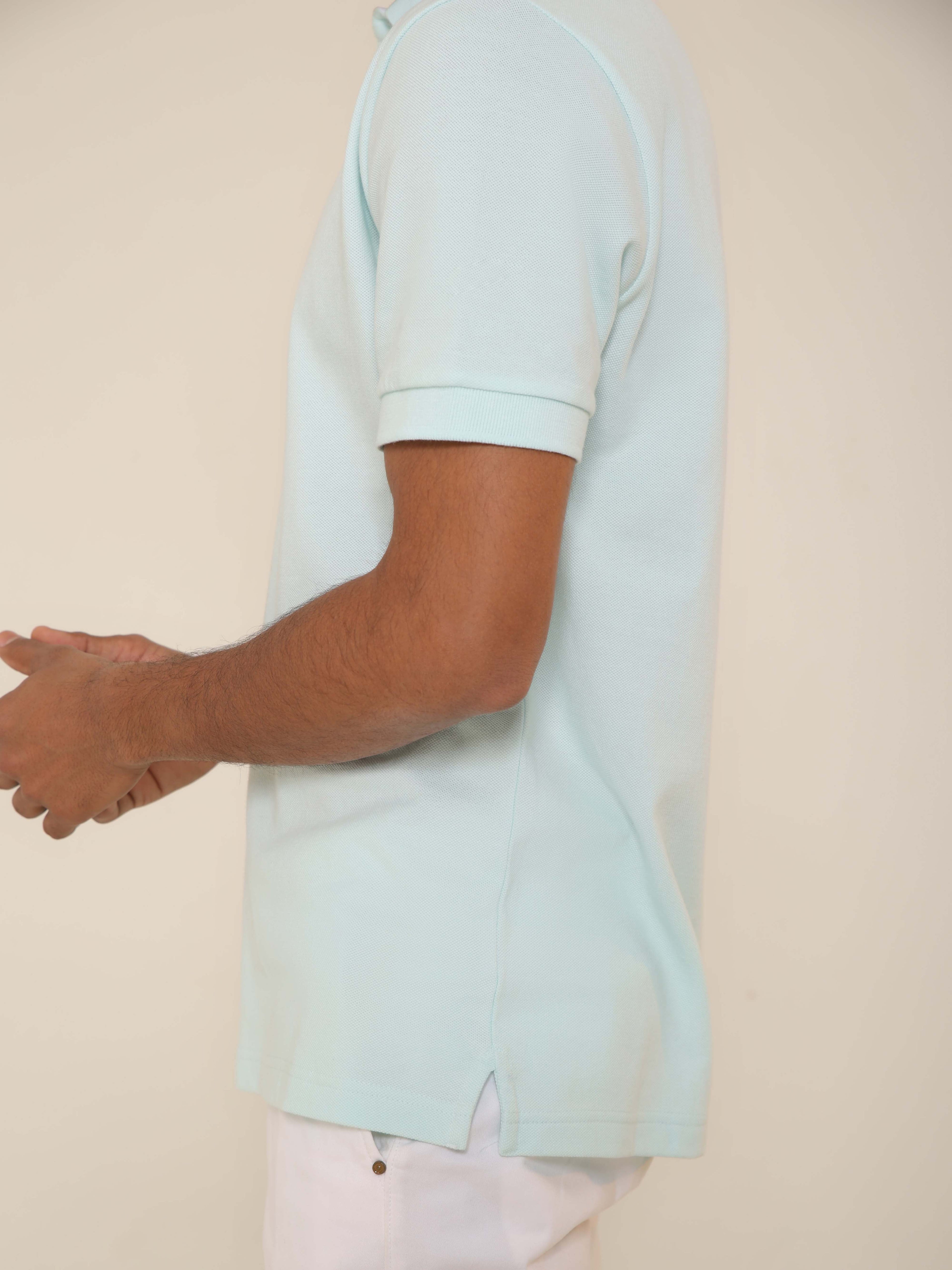 Organic Cotton Polo in Ice Blue