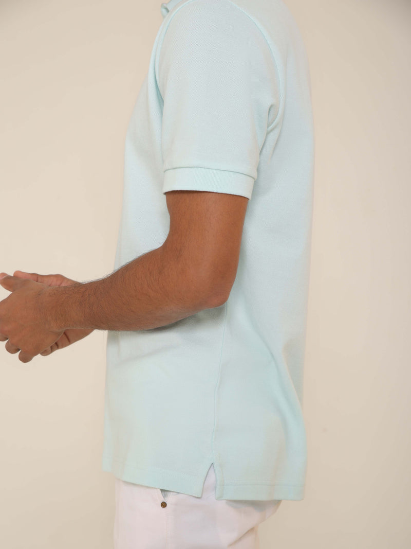 Organic Cotton Polo in Ice Blue
