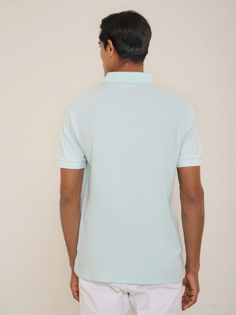 Organic Cotton Polo in Ice Blue