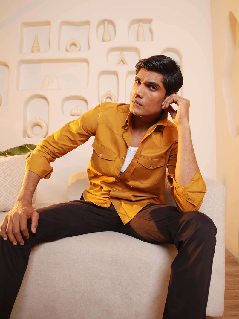 Double Pocket Cargo Shirt in Bronze - Comfort Fit